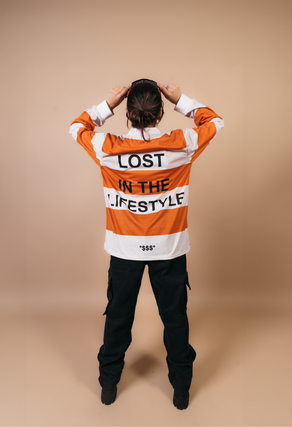 YVNG™ SILKY RUGBY SHIRT - Orange/OFF-WHITE